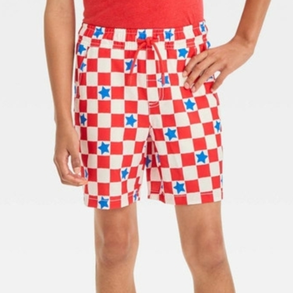 Cat & Jack Quick Dry Star Checked Shorts - NWT